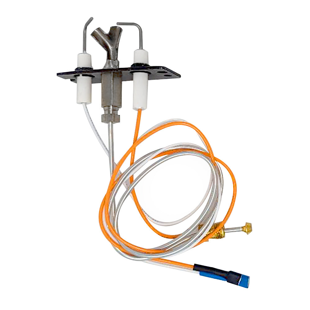 Gas pilot assembly with three insulators, metal bracket, and wire harness