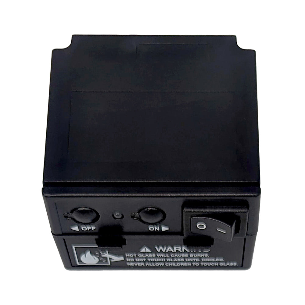Replacement command center control module with switches and warning label, dark housing