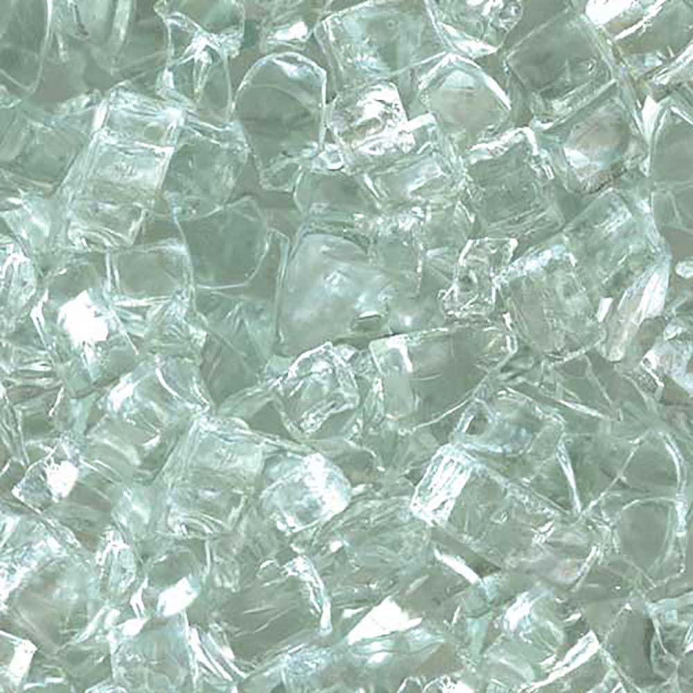 Clear decorative fire glass, 1/4 inch crushed glass pieces