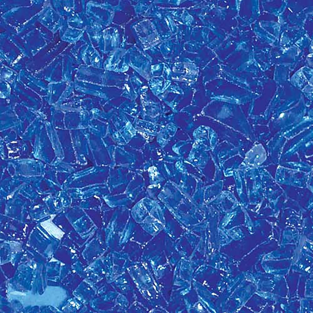 Cobalt blue decorative fire glass with translucent blue shards