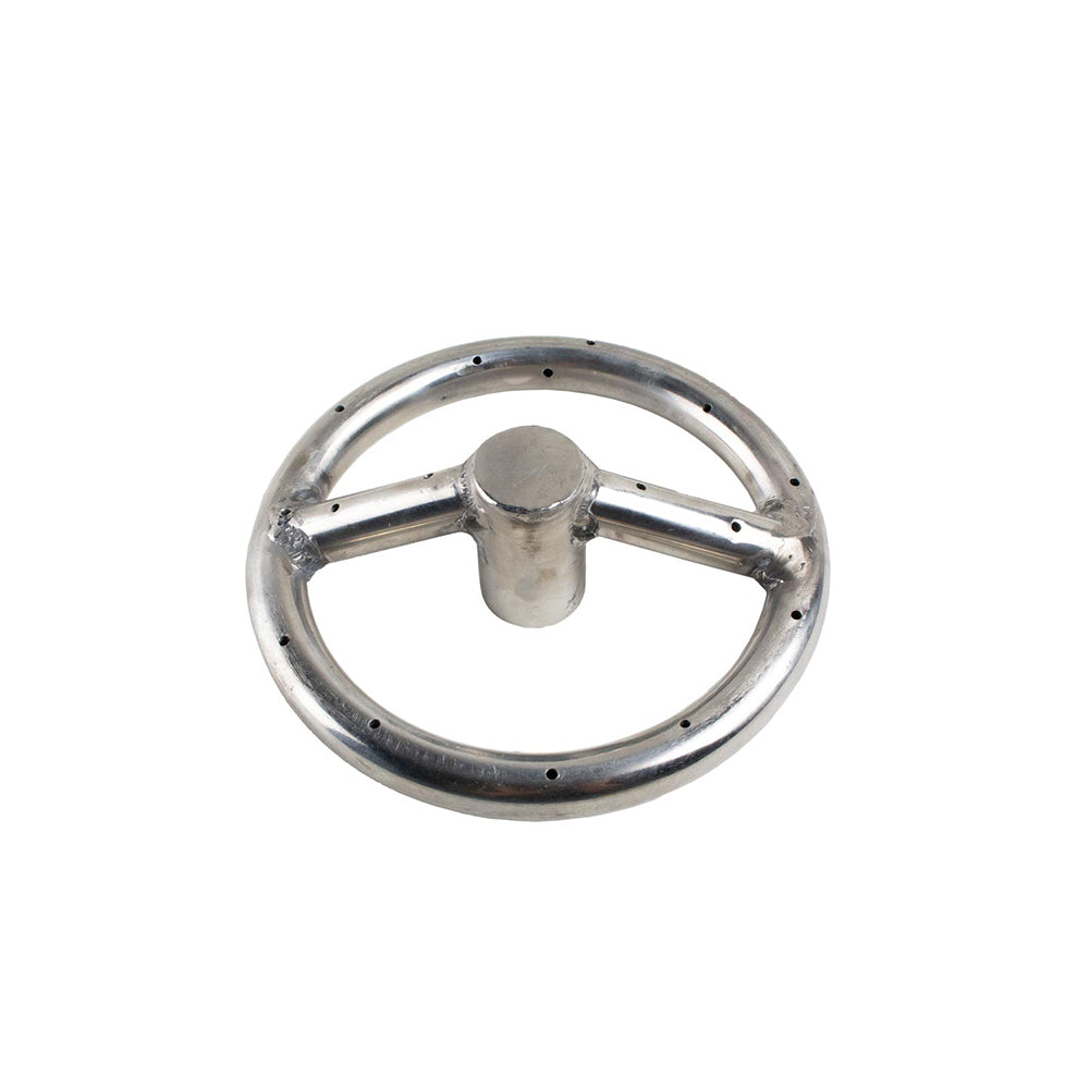 Stainless steel round fire pit burner valve plate with central stem