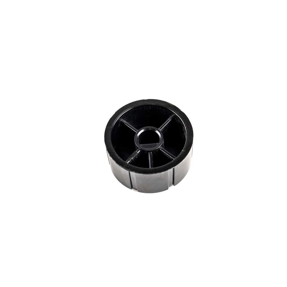 Black pilot control knob bottom view with central hub and three-spoke rails