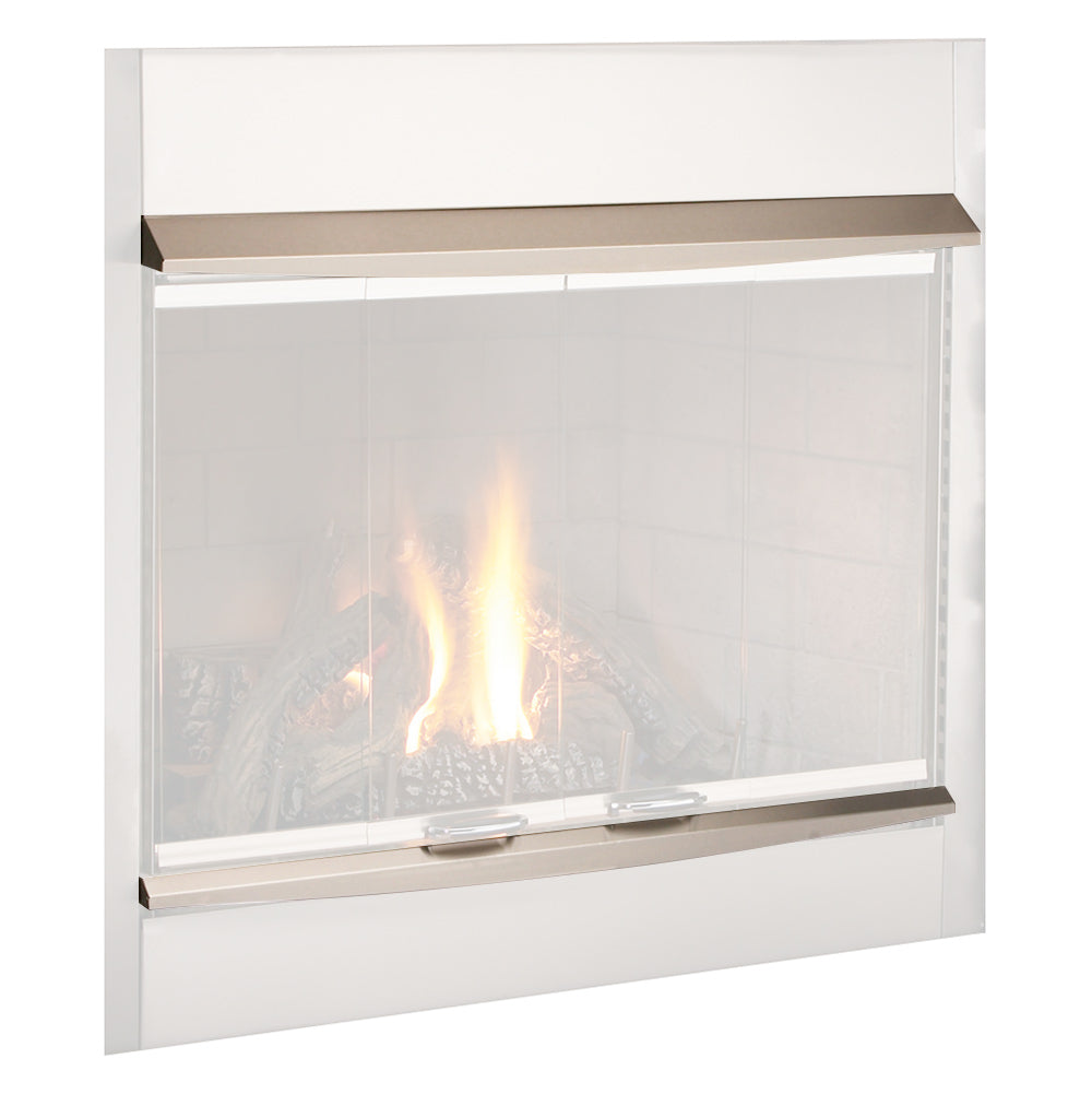 42-inch stainless steel fireplace hood with 4-inch brow, front view