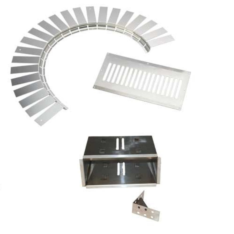 Fire hardscape block kit: black burner box with vent slots and mounting bracket