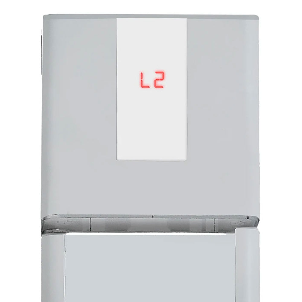 Patio heater control panel with red L2 display on white housing