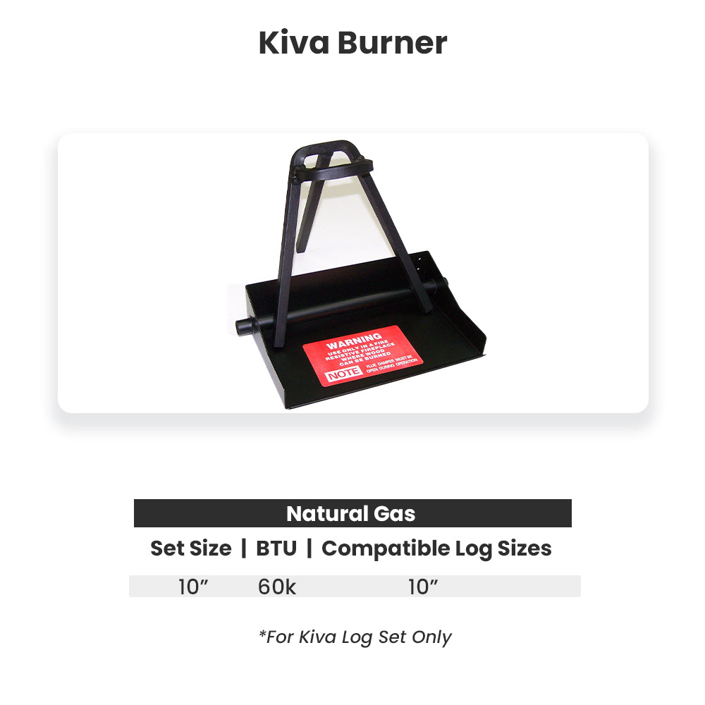Hargrove Kiva Vented Gas Log Set with Burner Kit and Match Light Ignition, 10-Inch, Natural Gas (HGKIS1005AA)