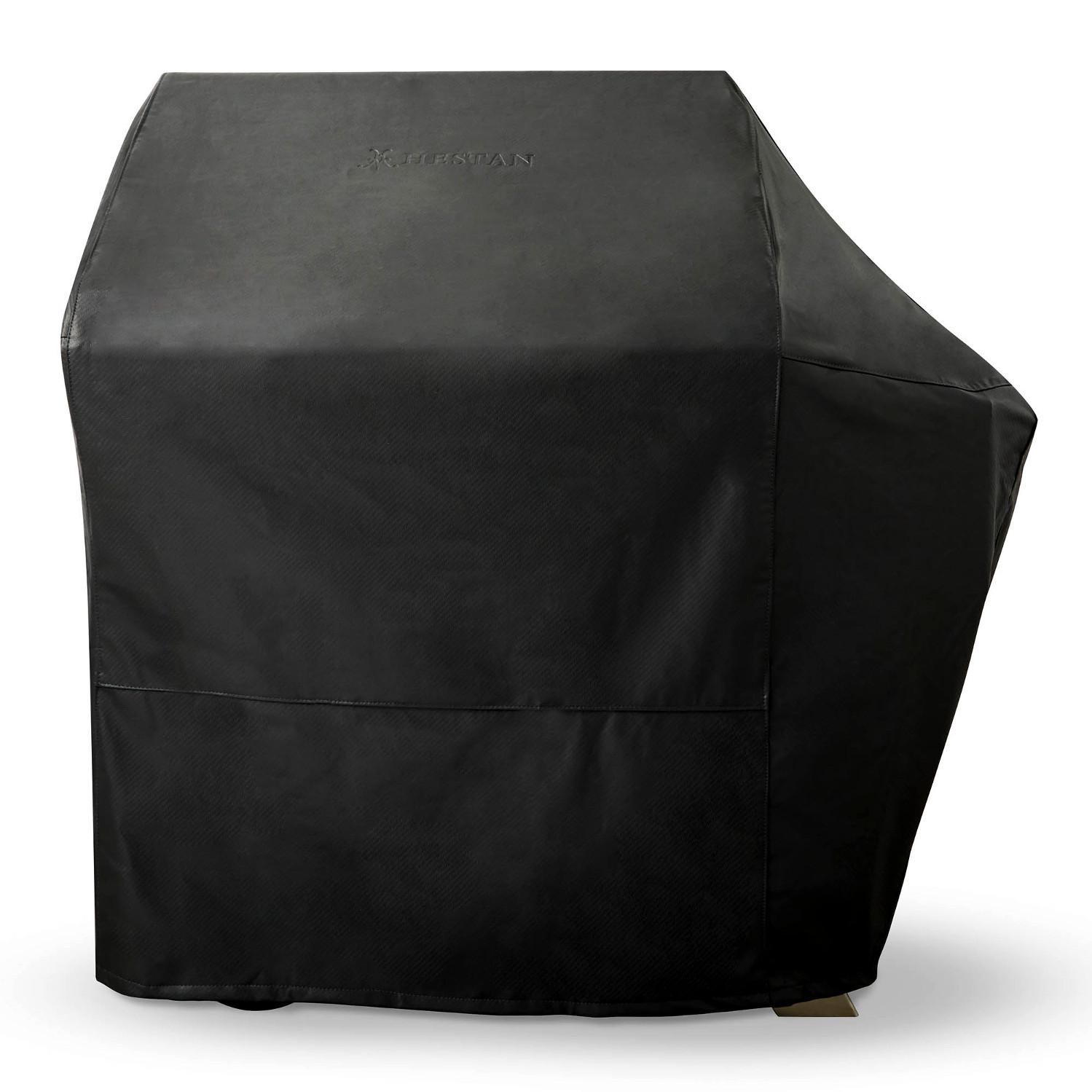Hestan grill cover for freestanding grills, dark fabric cover with logo patch