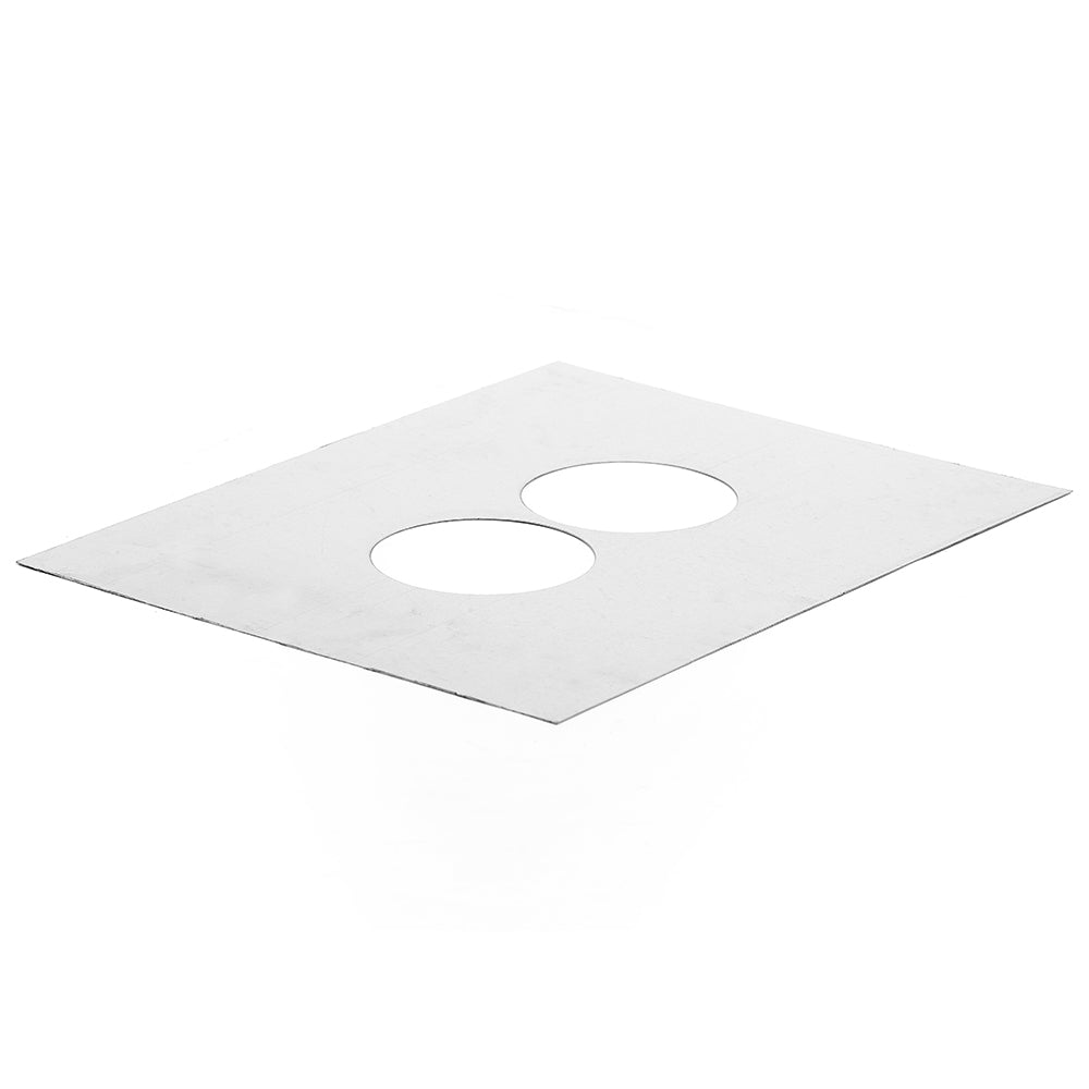 Kingsman block-off plate for lower chase, white metal plate with two circular holes