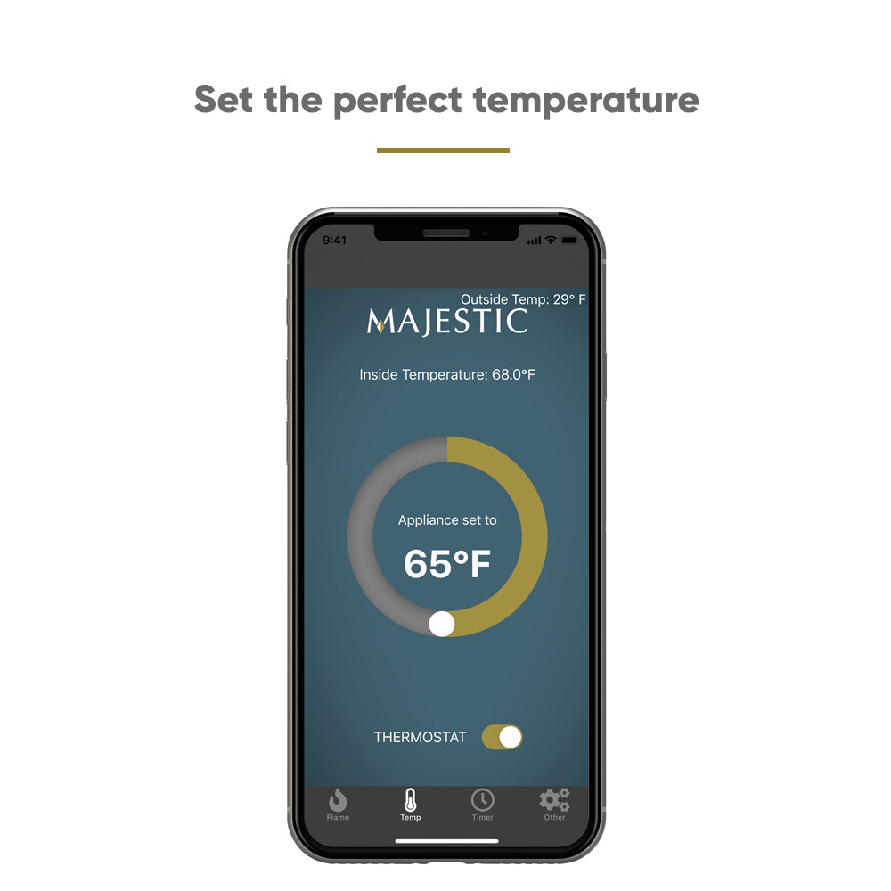 Smartphone screen showing thermostat temperature and heating setpoint