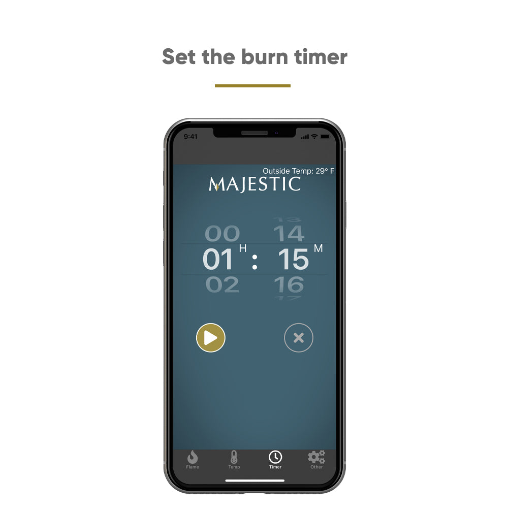 Smartphone screen showing burn timer controls with schedule icons