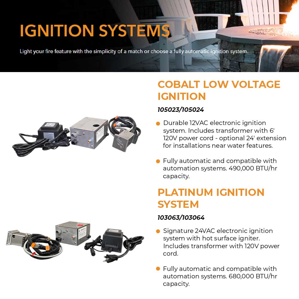 Ignition systems chart featuring cobalt low voltage and platinum ignition systems