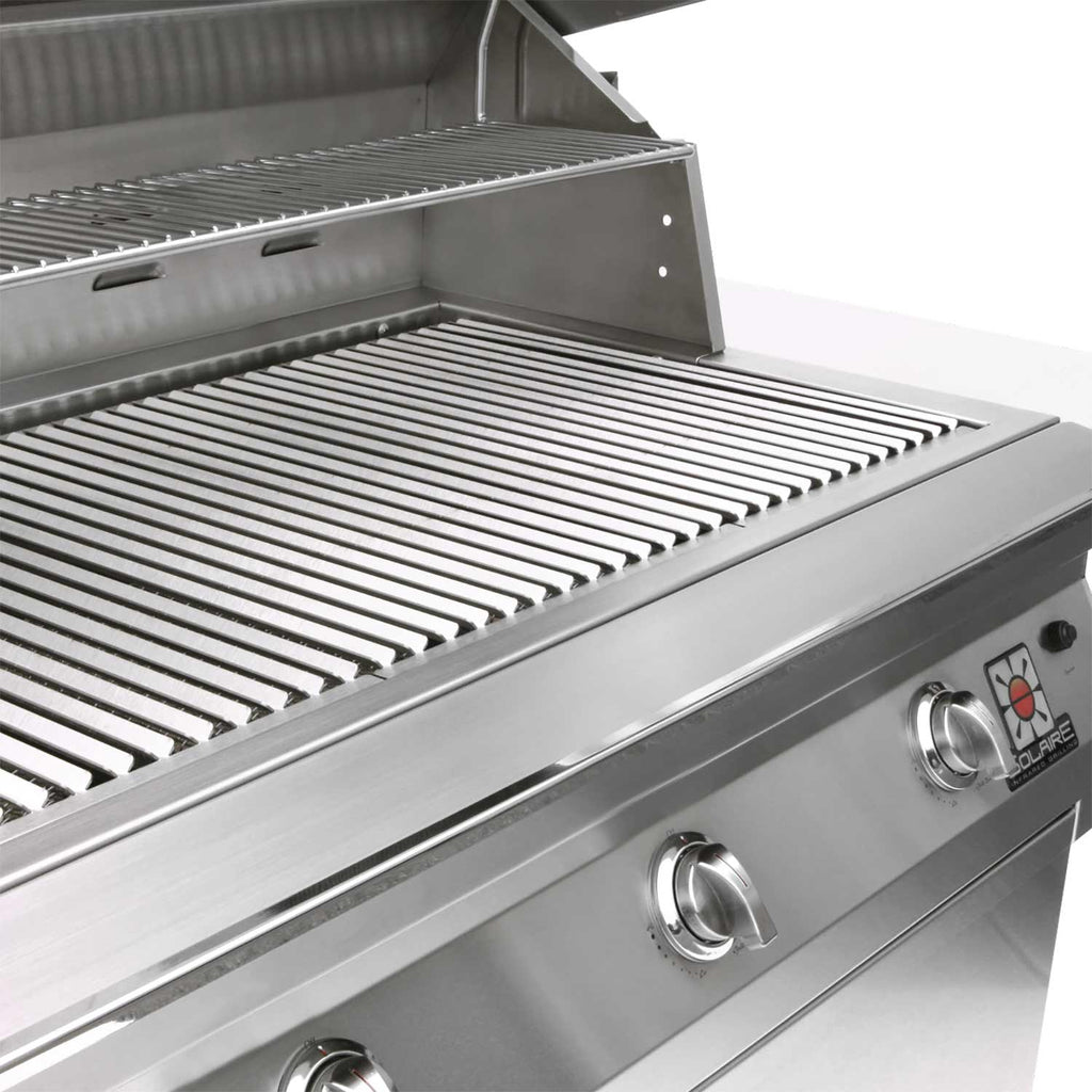 Stainless steel grill cooking grates with ribbed burner bars and side shield