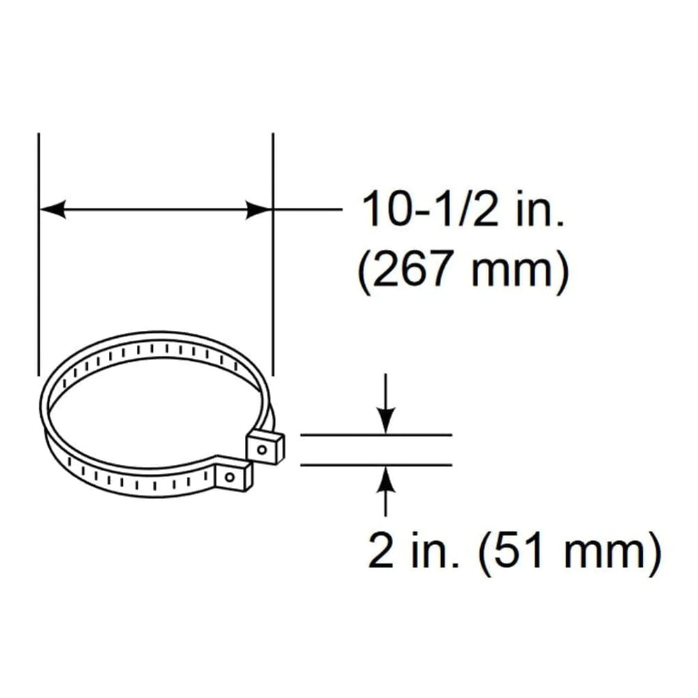 Joint band clamp size diagram: 10-1/2 in length, 2 in width; pack of 3