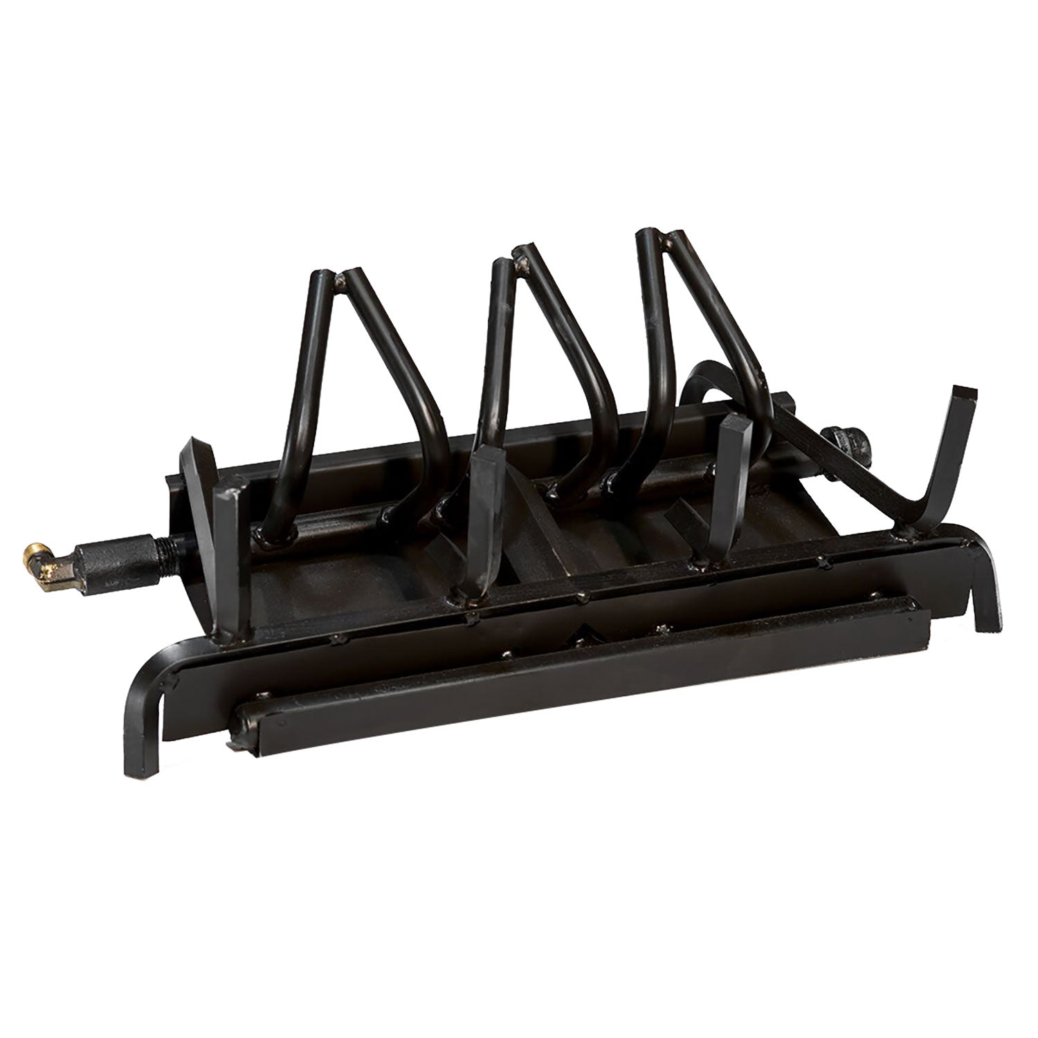 Grand Canyon Kiva burner system with black metal manifold and three burner ports