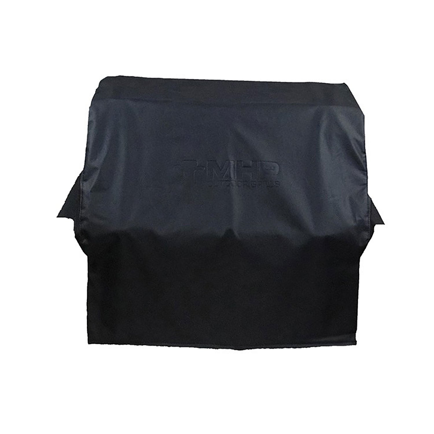Vinyl grill cover for built-in grill, dark fabric with logo embossing