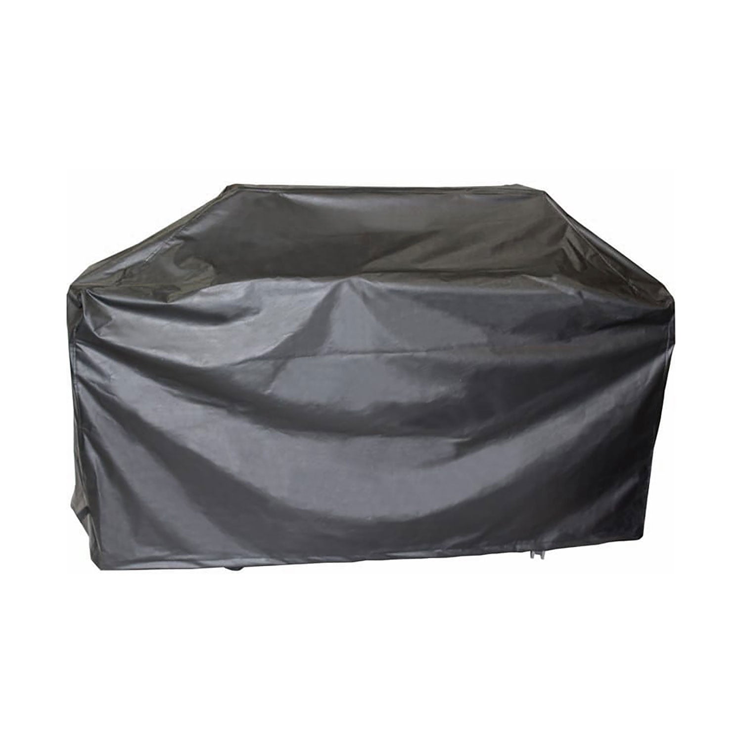 Full-length poly vinyl grill cover, dark gray, fitted rectangular hood shape