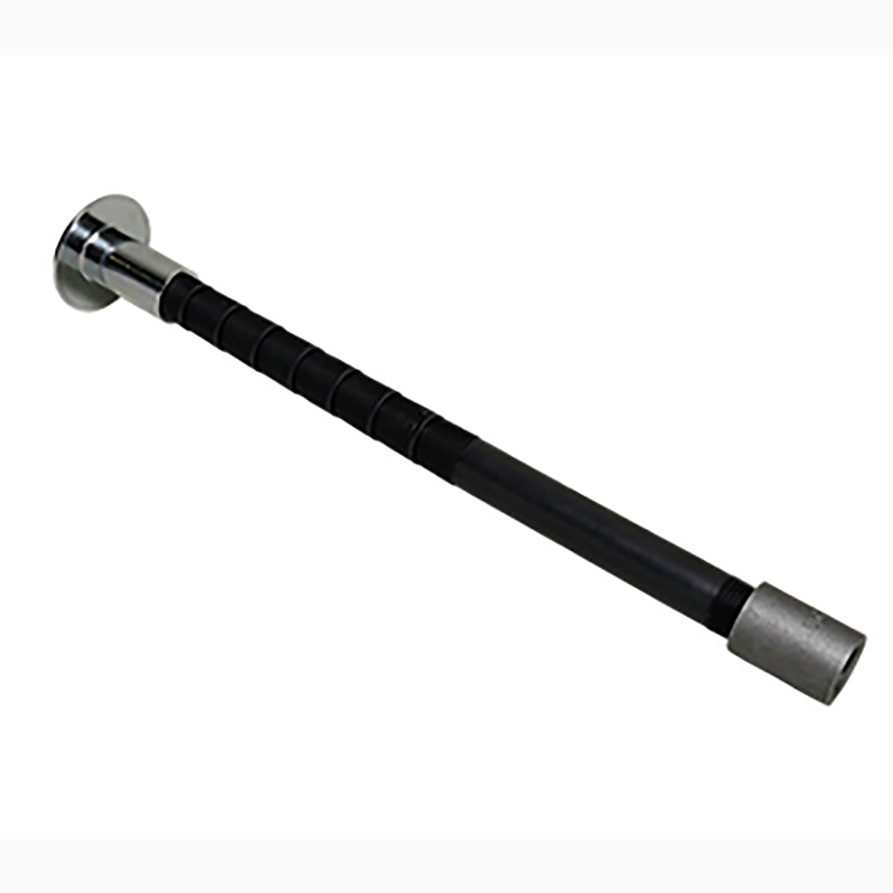 Black pull handle/rod with ridged grip and chrome end caps