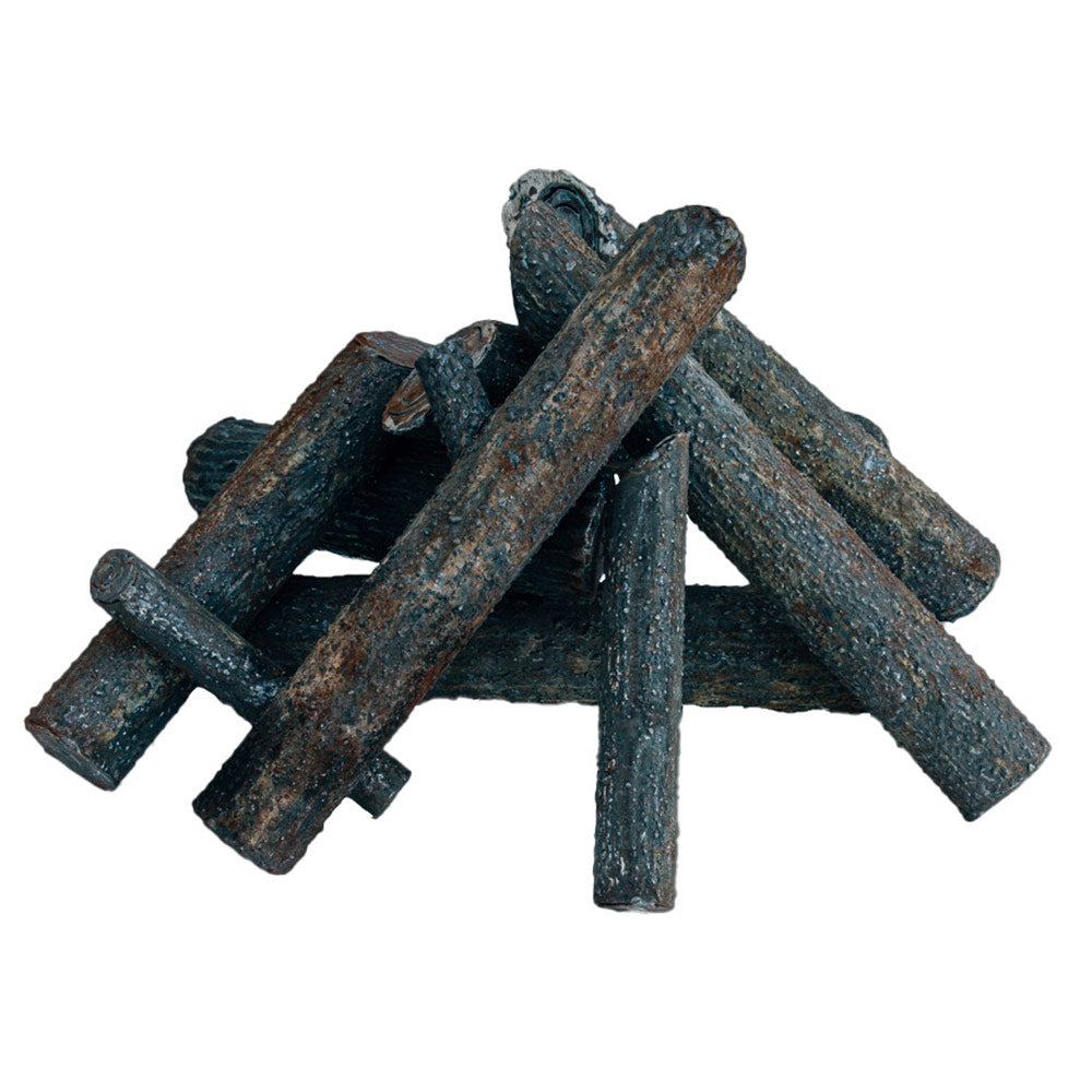 Steel fireplace log set, dark textured logs bundle