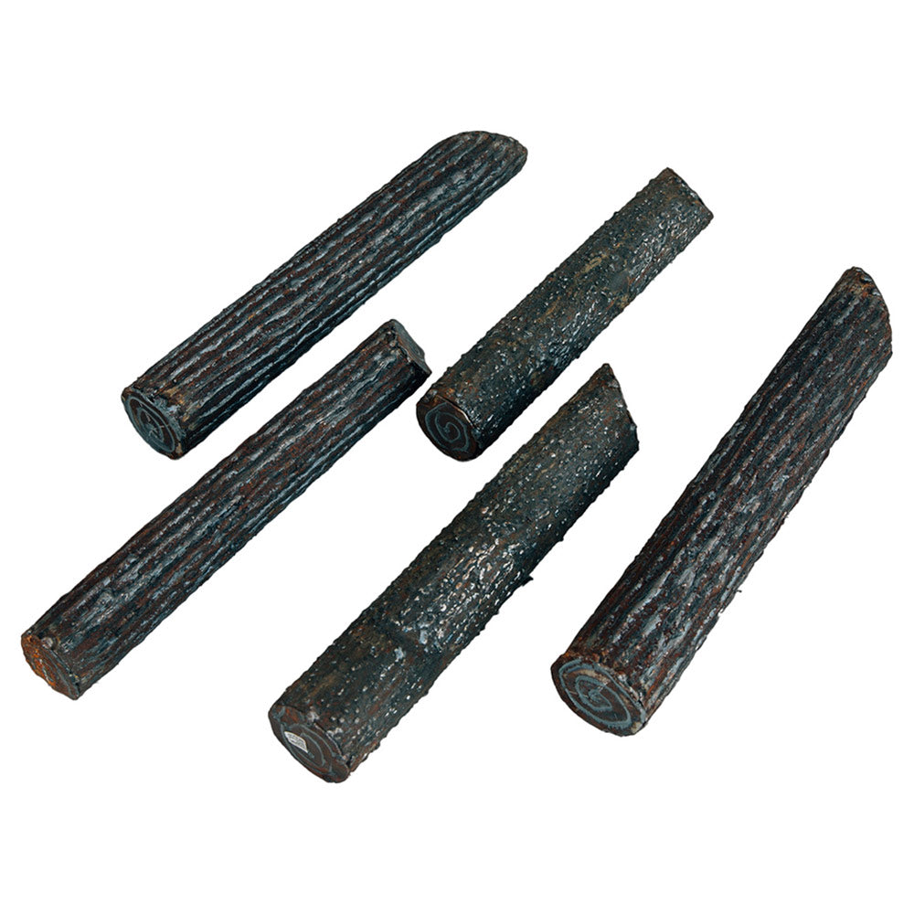 5-piece steel twig set with dark, textured metal logs
