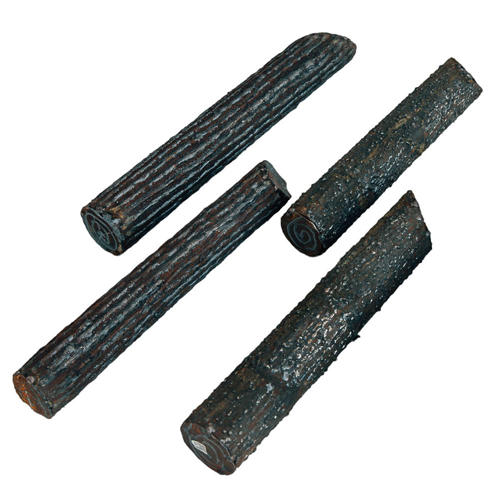 Dark steel twig set fire log pieces with textured finish
