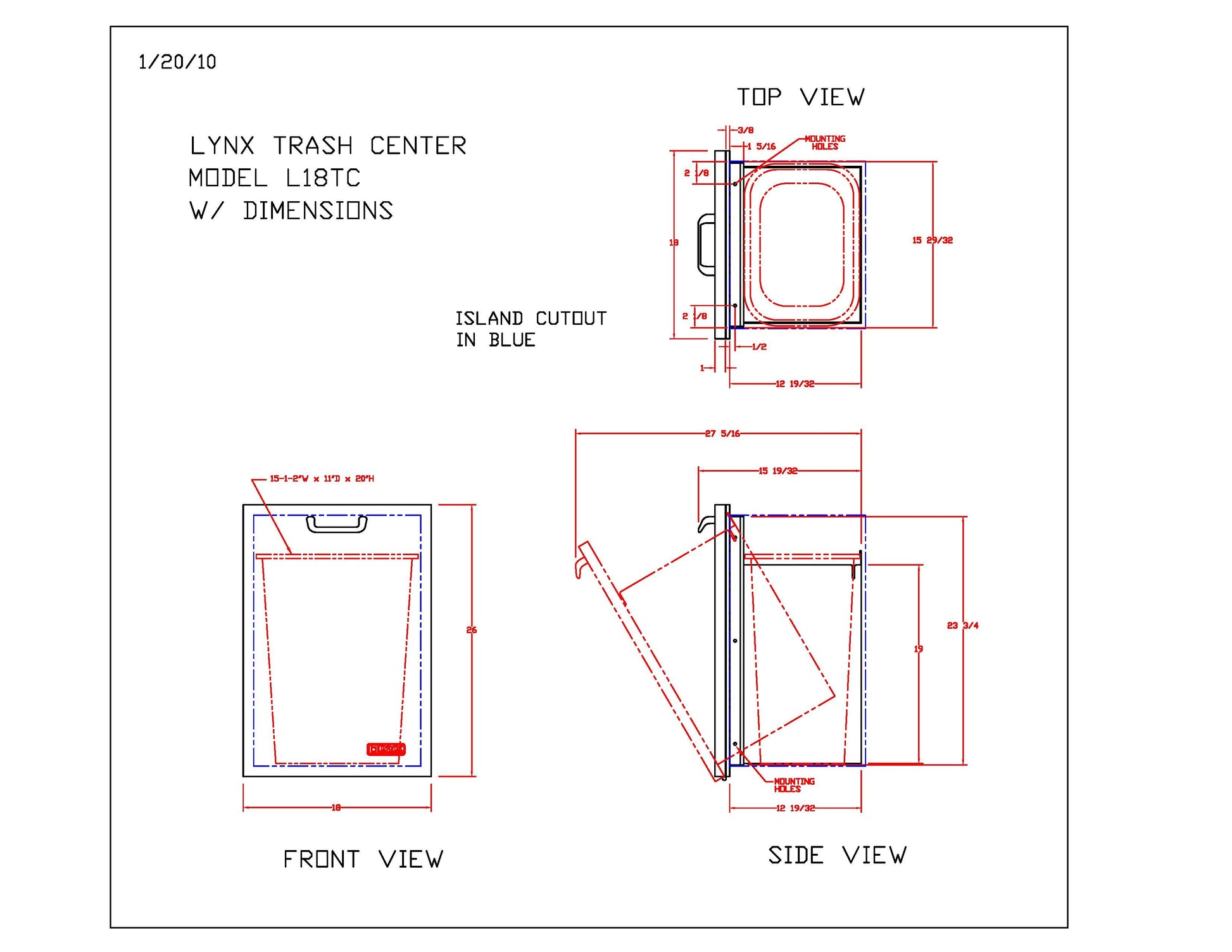 Lynx Tilt Out Trash Center, 18x26-Inch