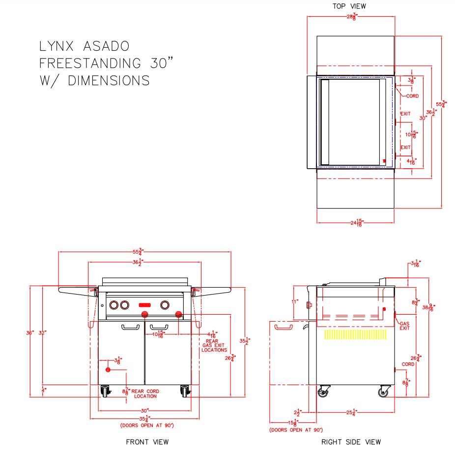 Lynx L30AG-CART Asado Gas Grill On Cart, 30-Inch
