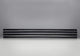 Painted black louvre vent grille with horizontal metal slats