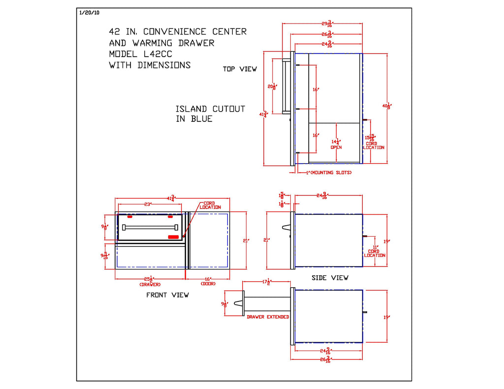 Lynx Warming Drawer, Storage Drawer And LP Tank Storage Combo, 41.75x21-Inch