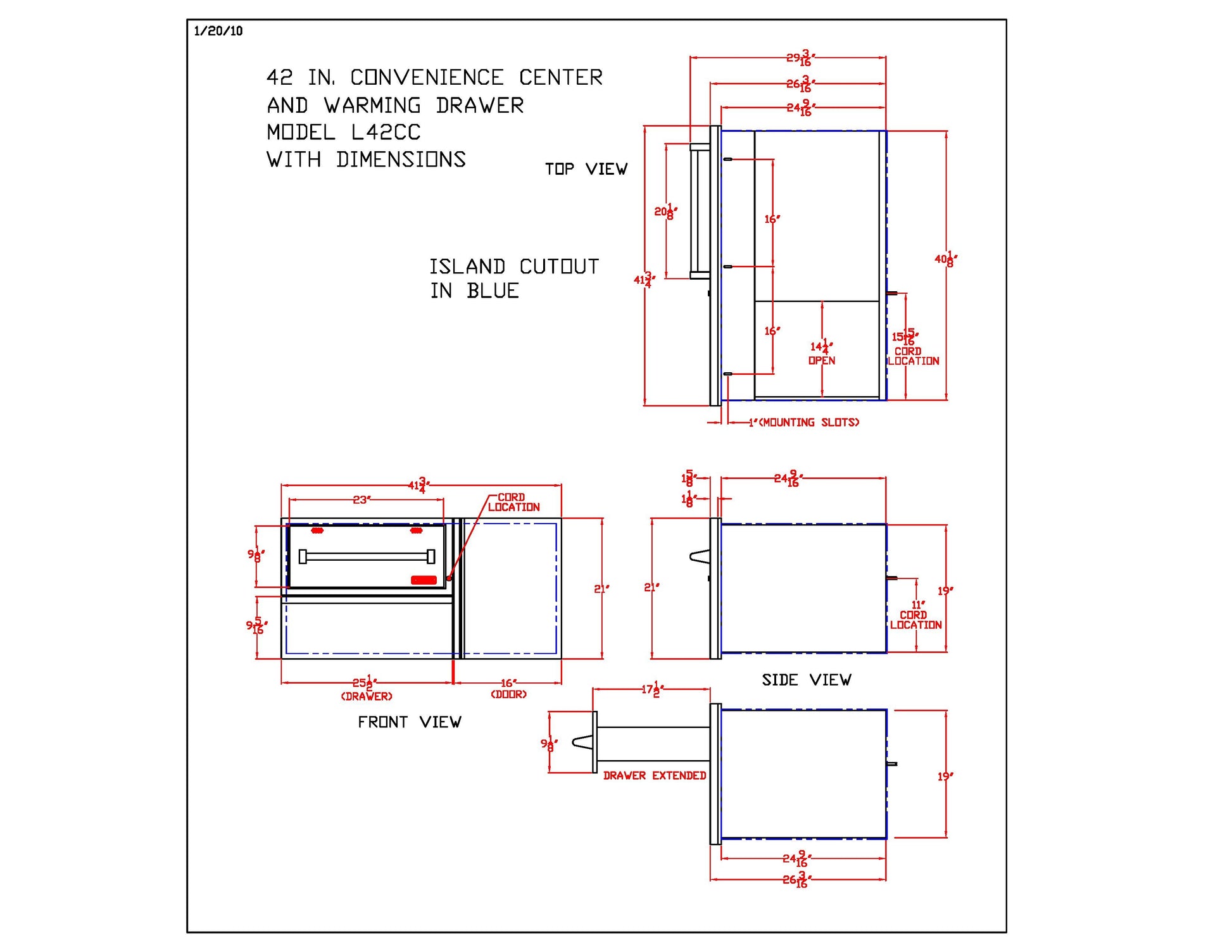 Lynx Warming Drawer, Storage Drawer And LP Tank Storage Combo, 41.75x21-Inch