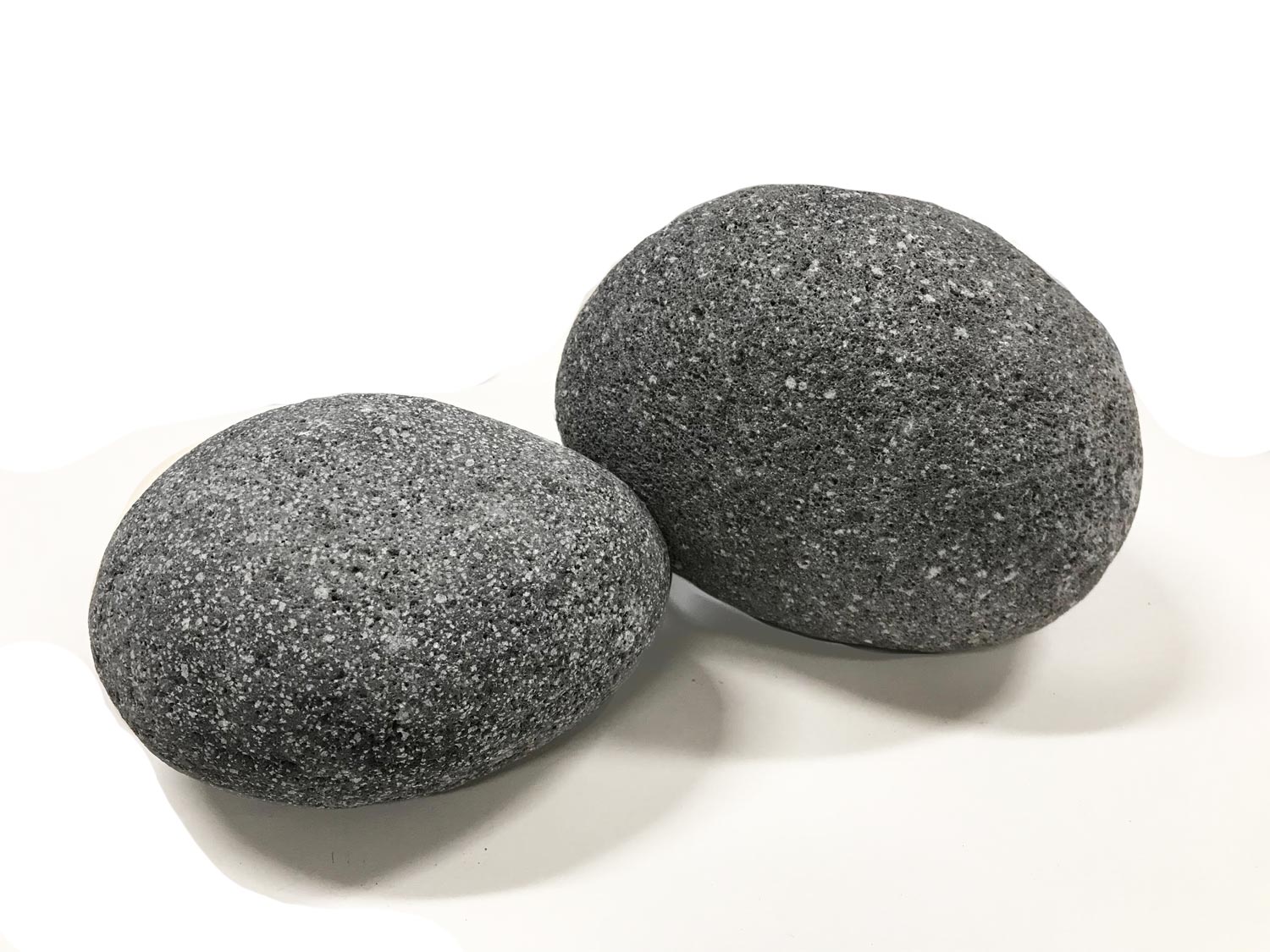 Gray lava stone fire glass, extra-large oval stones, two pieces