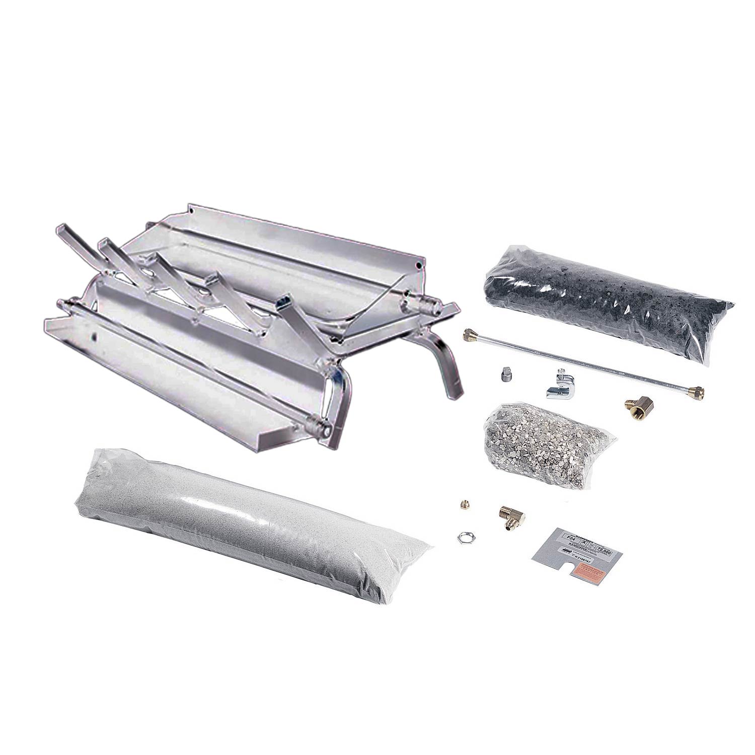 Stainless steel multi-burner grate kit with mounting parts and protective covers