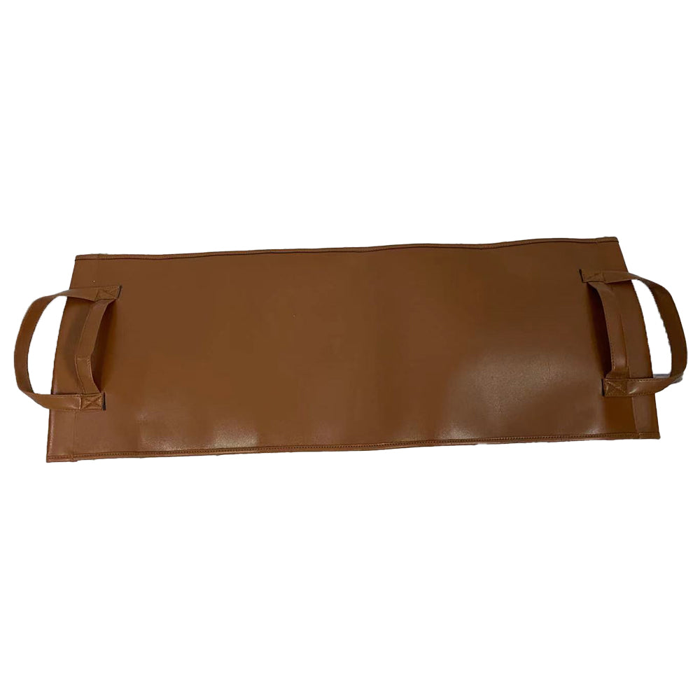 Brown canvas log carrier with side handles, rectangular design, 36 x 13.25 in