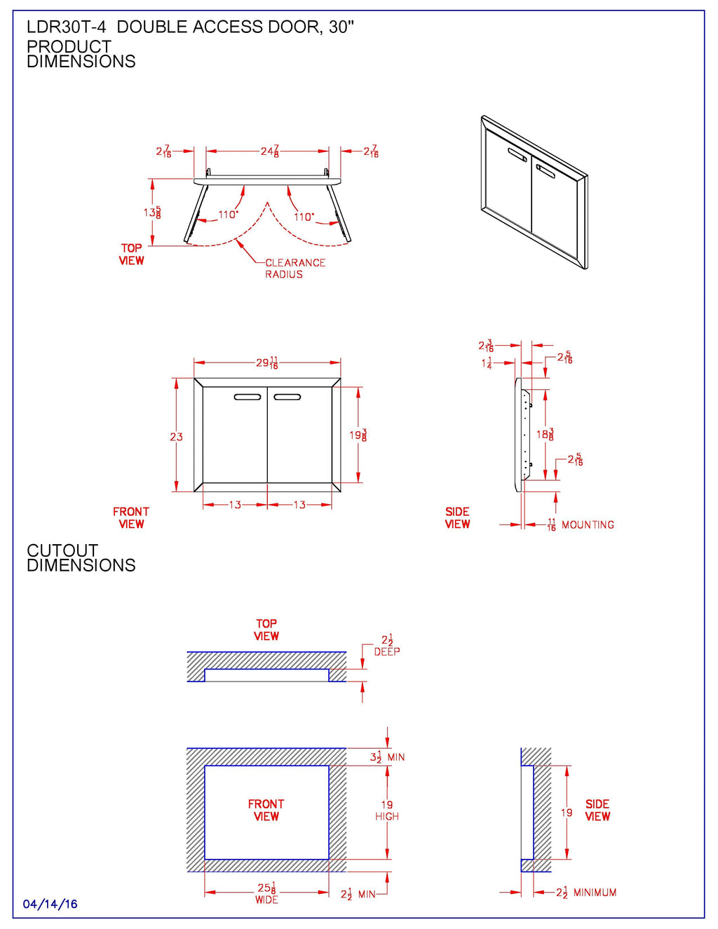 Lynx Ventana Double Access Doors, 25.25x19-Inch