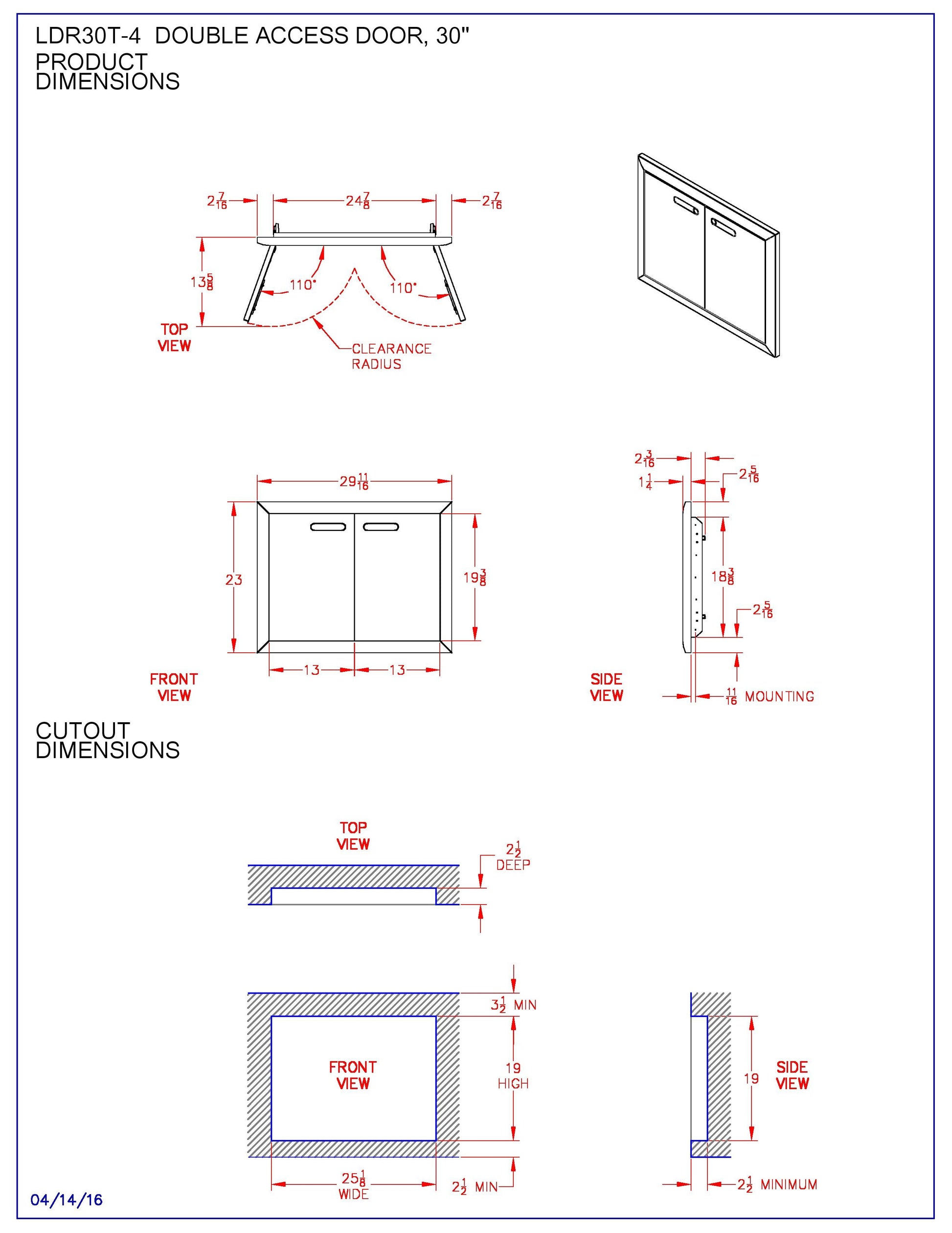 Lynx Ventana Double Access Doors, 25.25x19-Inch