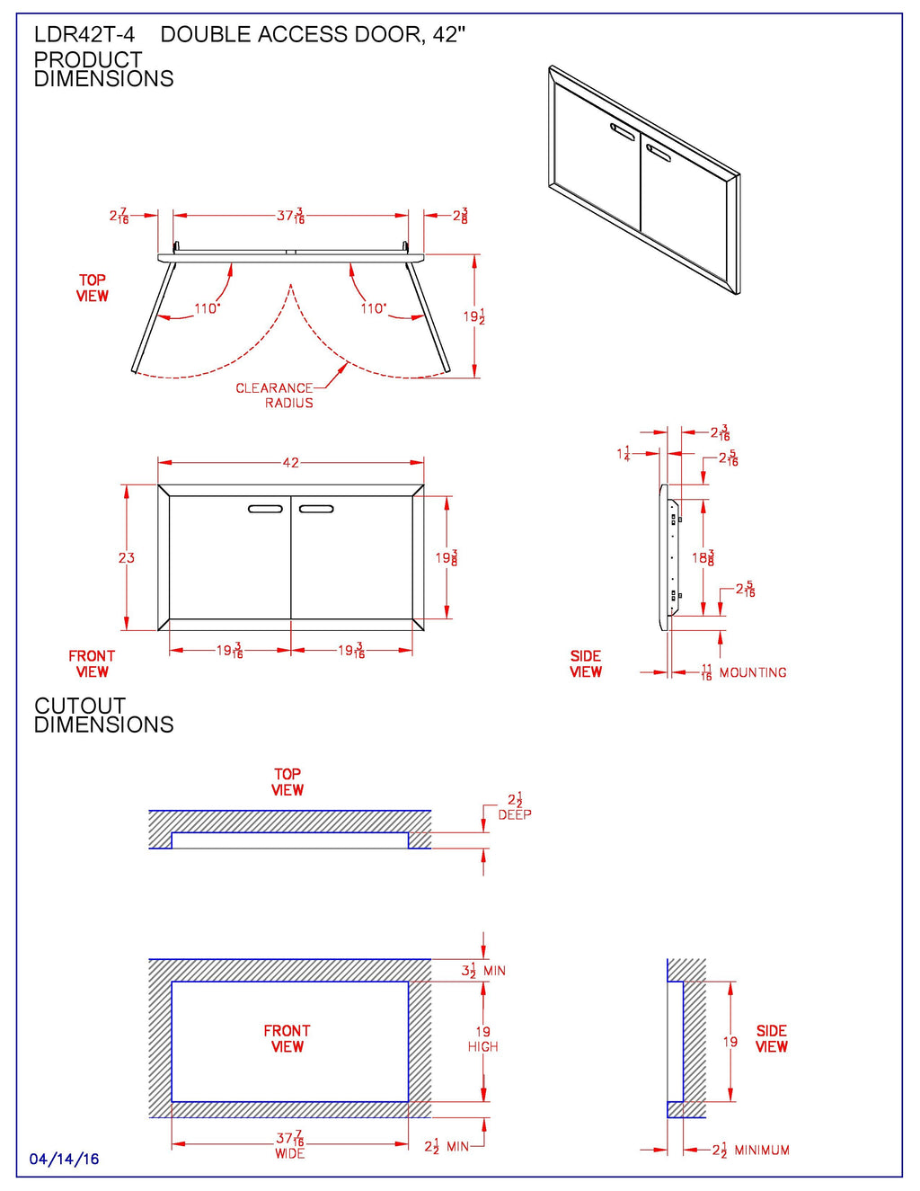 Lynx Ventana Double Access Doors, 42x23.375-Inch