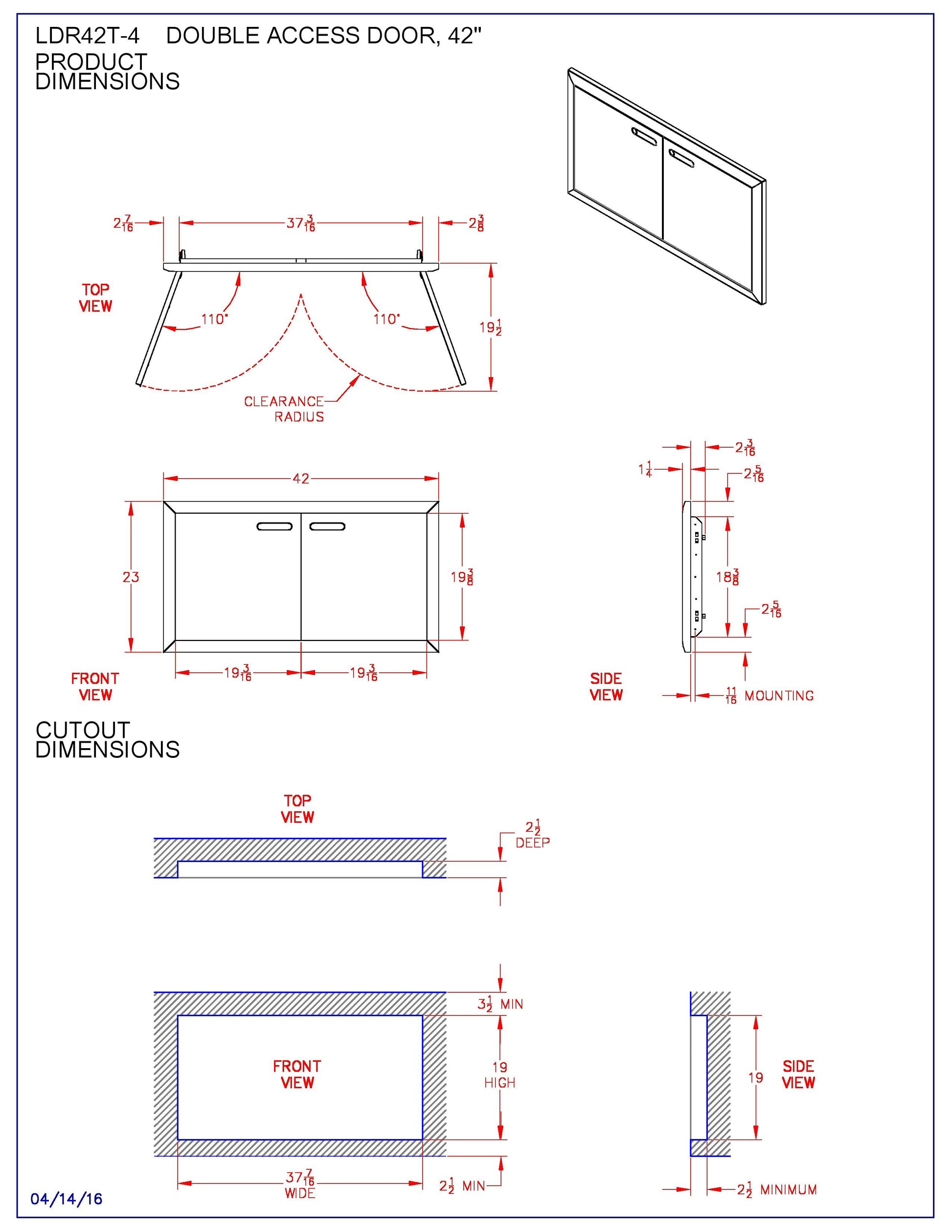 Lynx Ventana Double Access Doors, 42x23.375-Inch