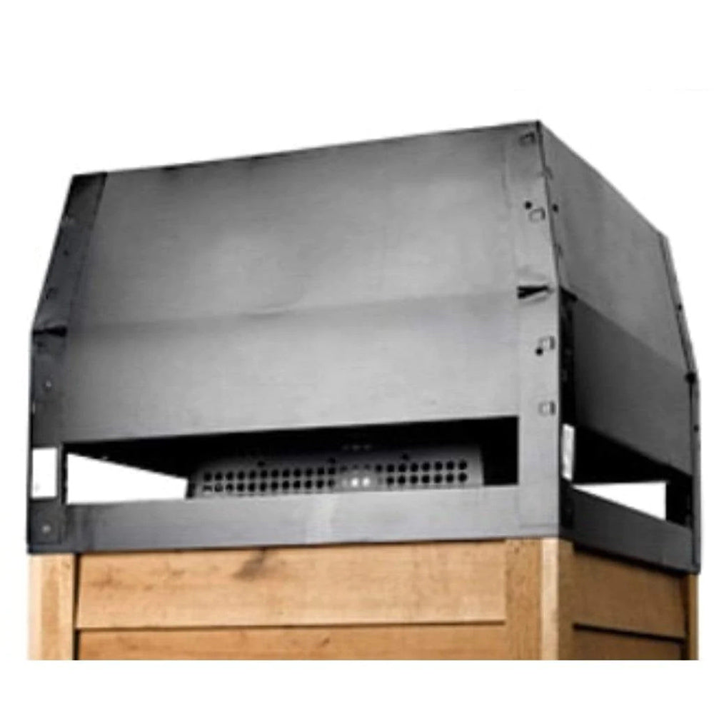 Vertical adjustable field shroud with vented opening and side panels, dark gray metal