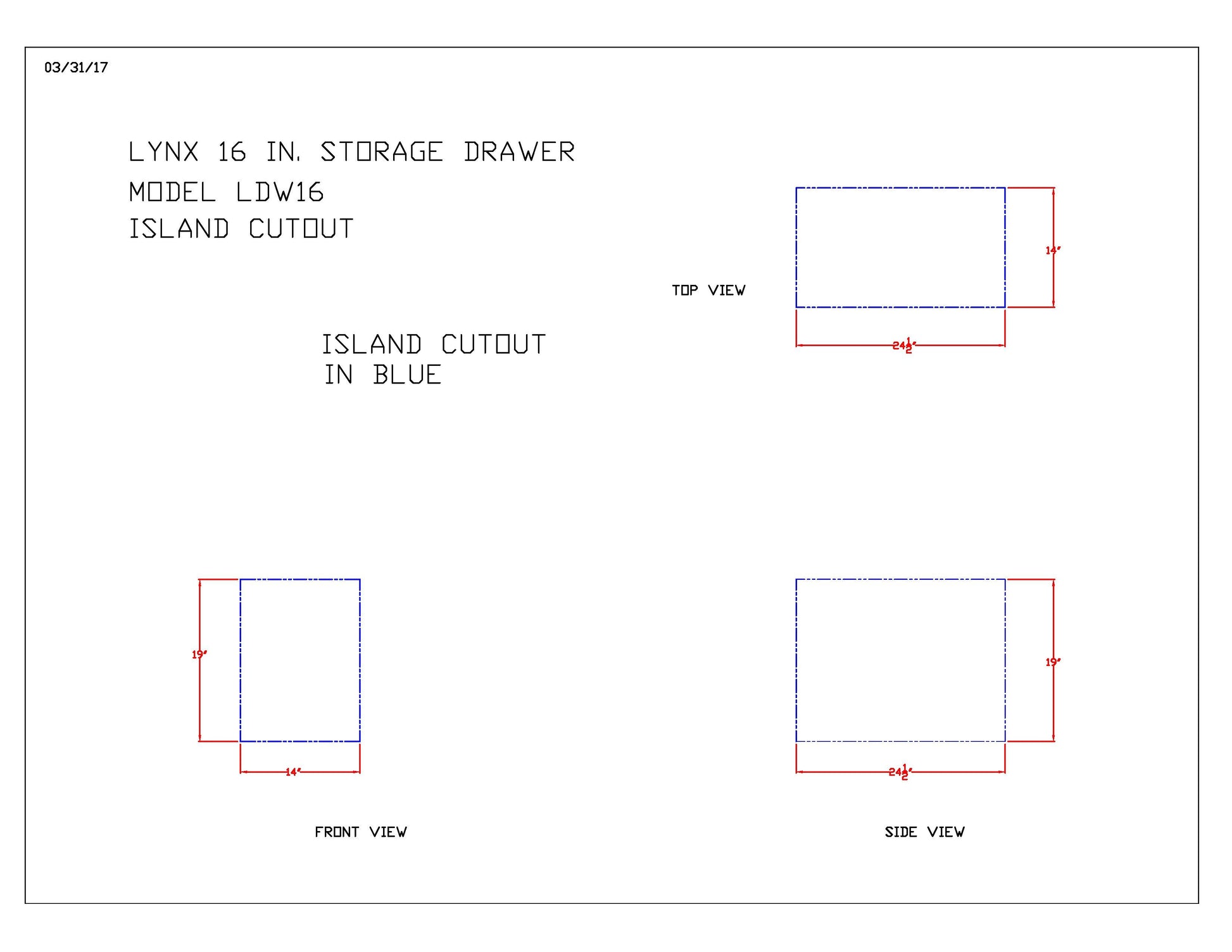 Lynx Professional Double Drawer, 16.34375x23-Inch
