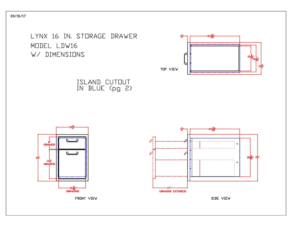 Lynx Professional Double Drawer, 16.34375x23-Inch