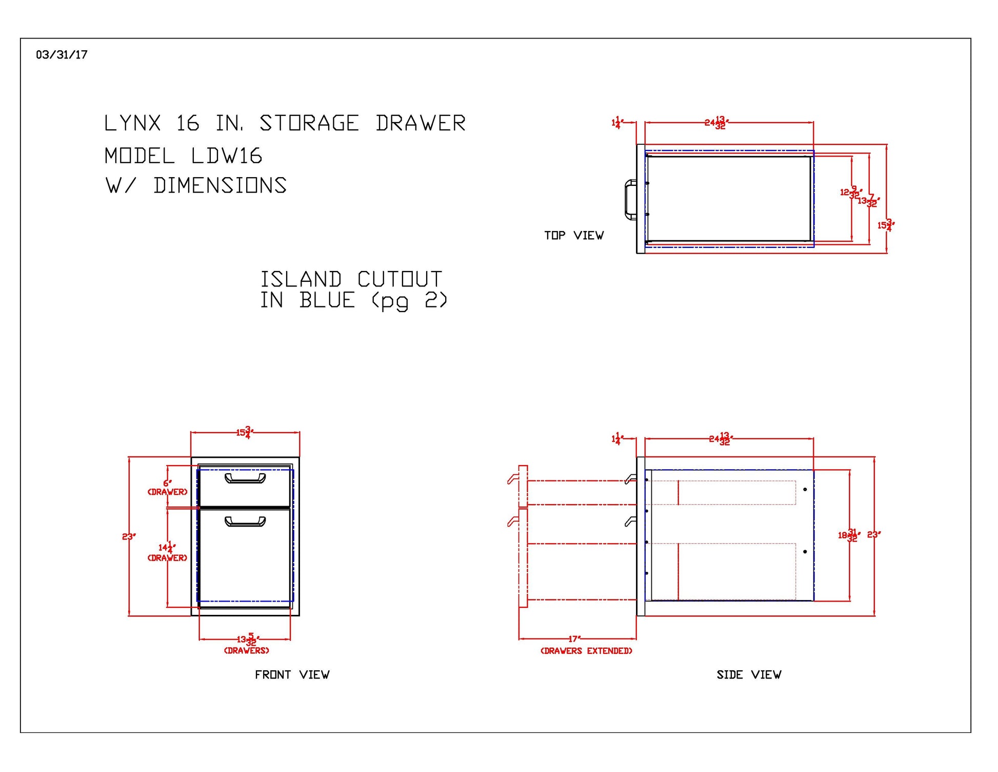Lynx Professional Double Drawer, 16.34375x23-Inch