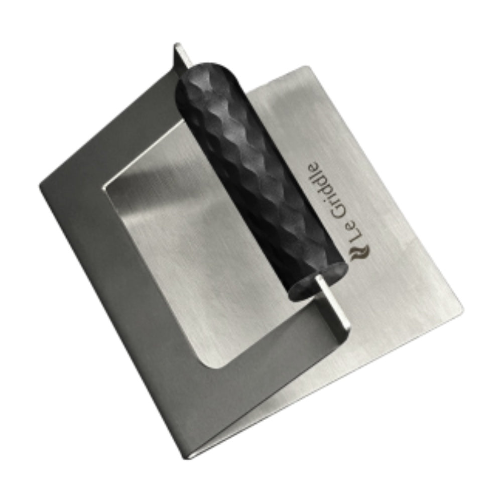 Le Griddle 6-inch square burger press, stainless steel with diamond-textured handle