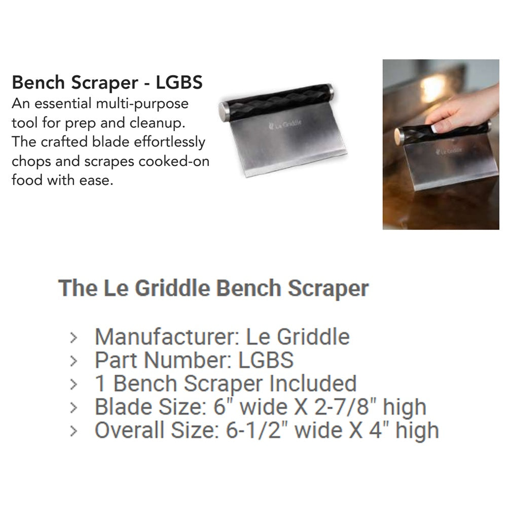 Stainless steel bench scraper blade with black grip handle