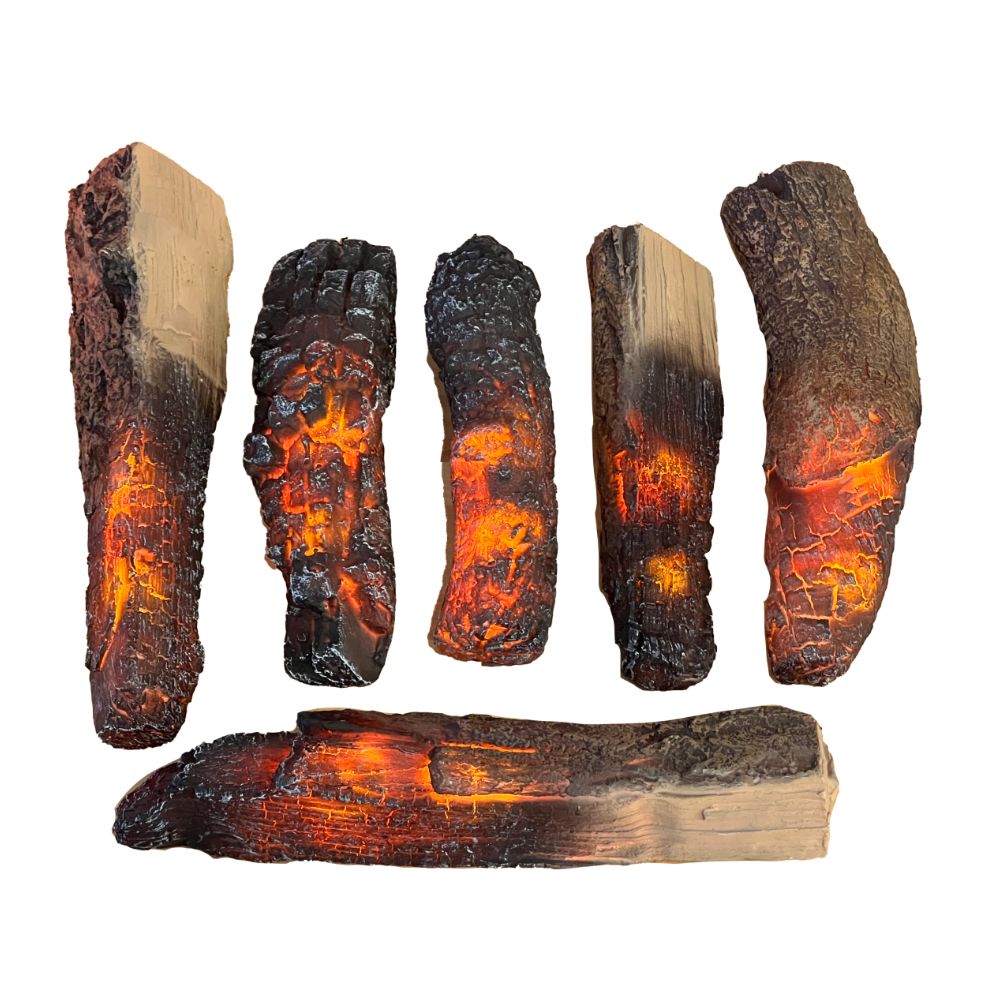 Amantii LED fire log set with five charred logs and one glowing ember base