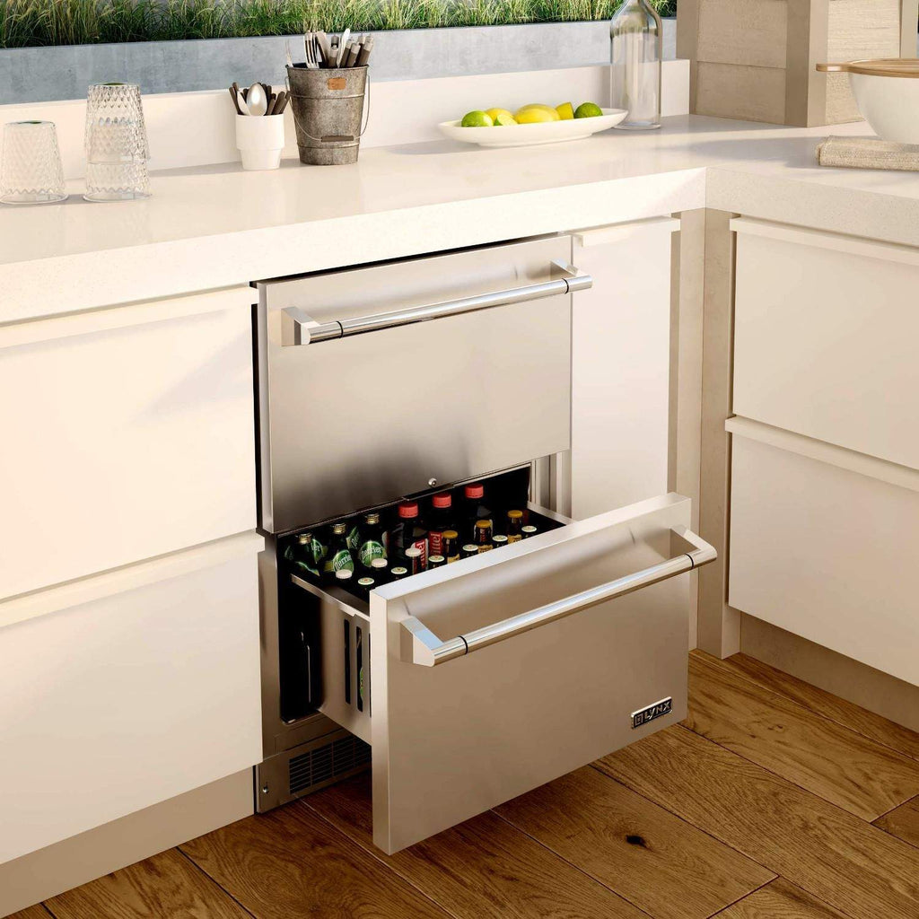 Lynx Stainless Steel Outdoor Two-Drawer Refrigerator, 24-Inch