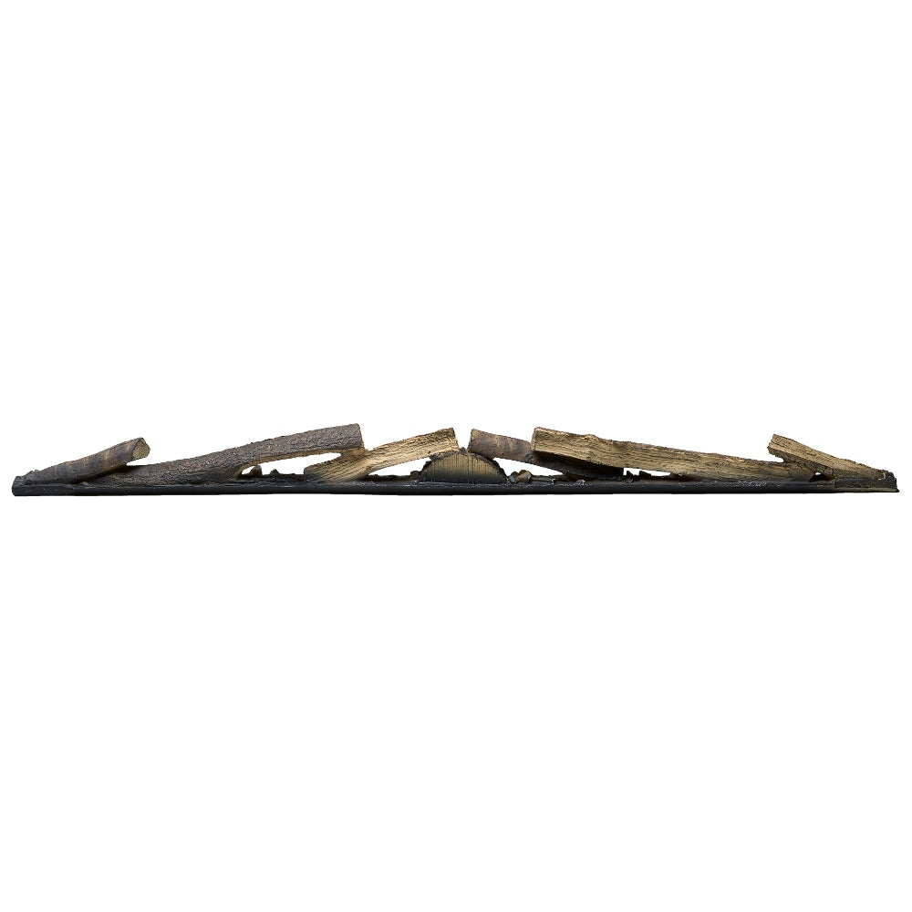 Linear faux wood log set, dark charcoal base with molded brown logs (2-pack)