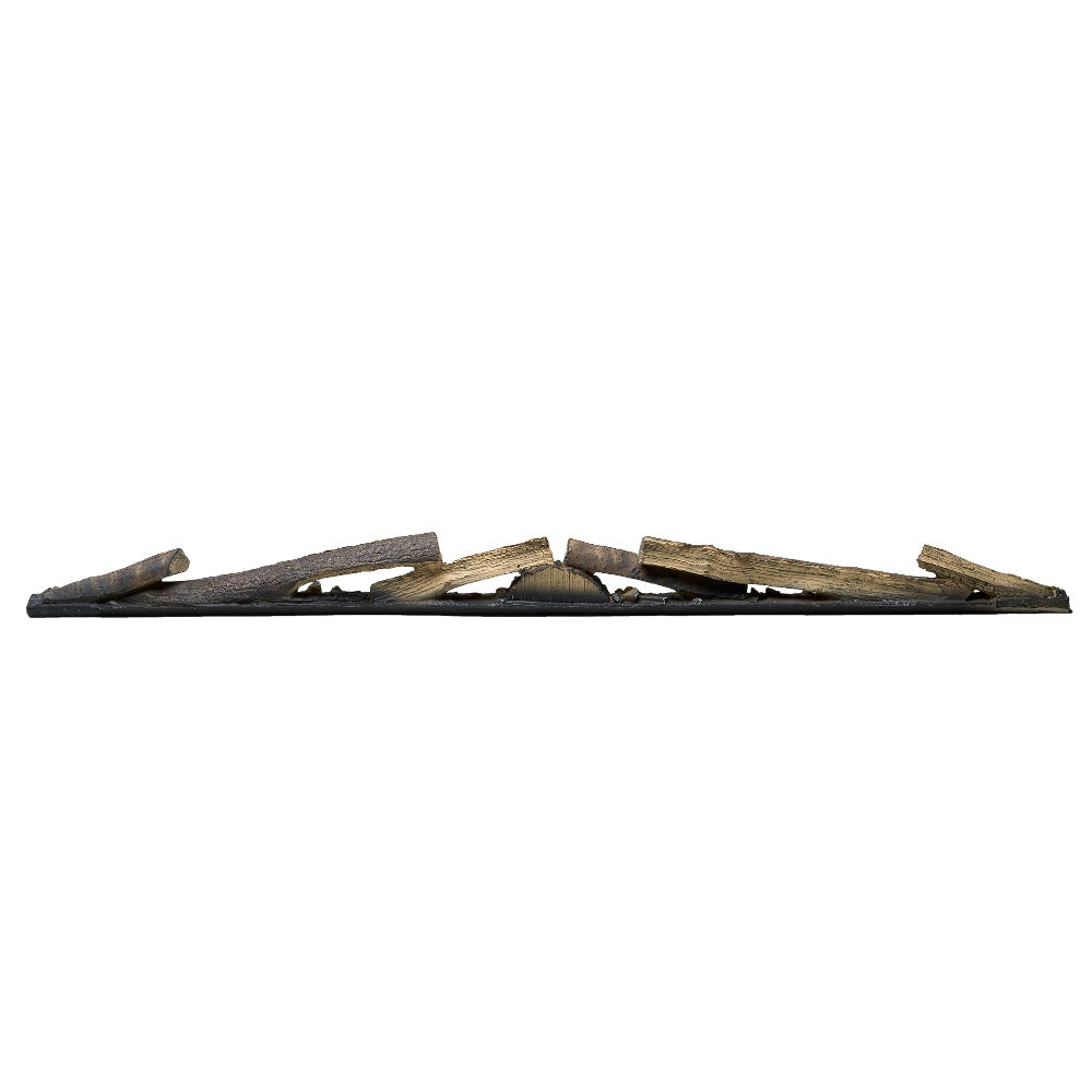 Faux wood linear logset for electric fireplace, dark base with molded wood pieces