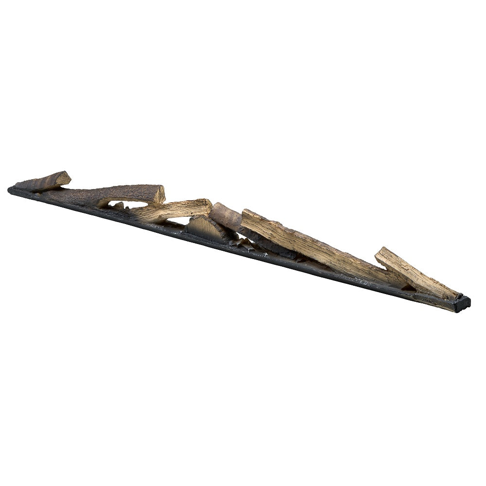 Faux wood linear logset for electric fireplace, angled view of molded log pieces