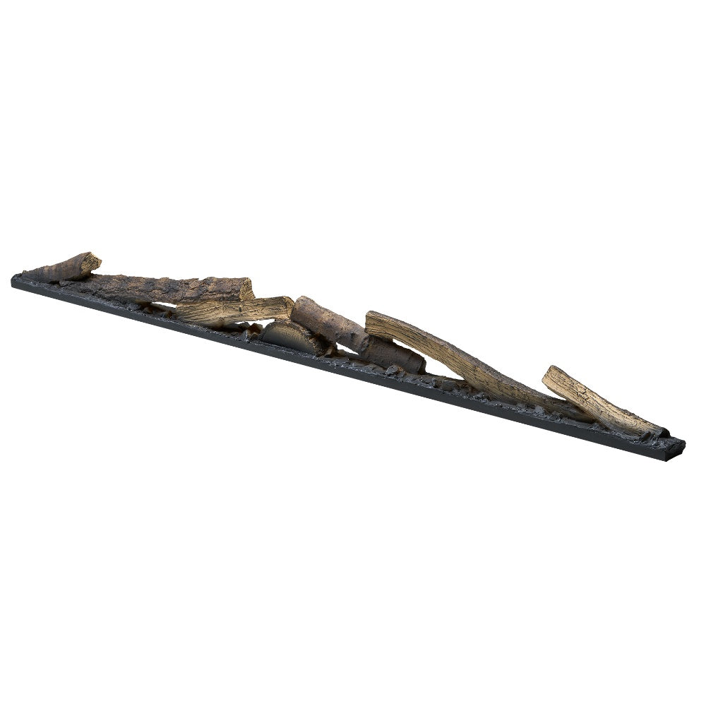 Faux wood linear logset for electric fireplace, diagonal view of faux logs