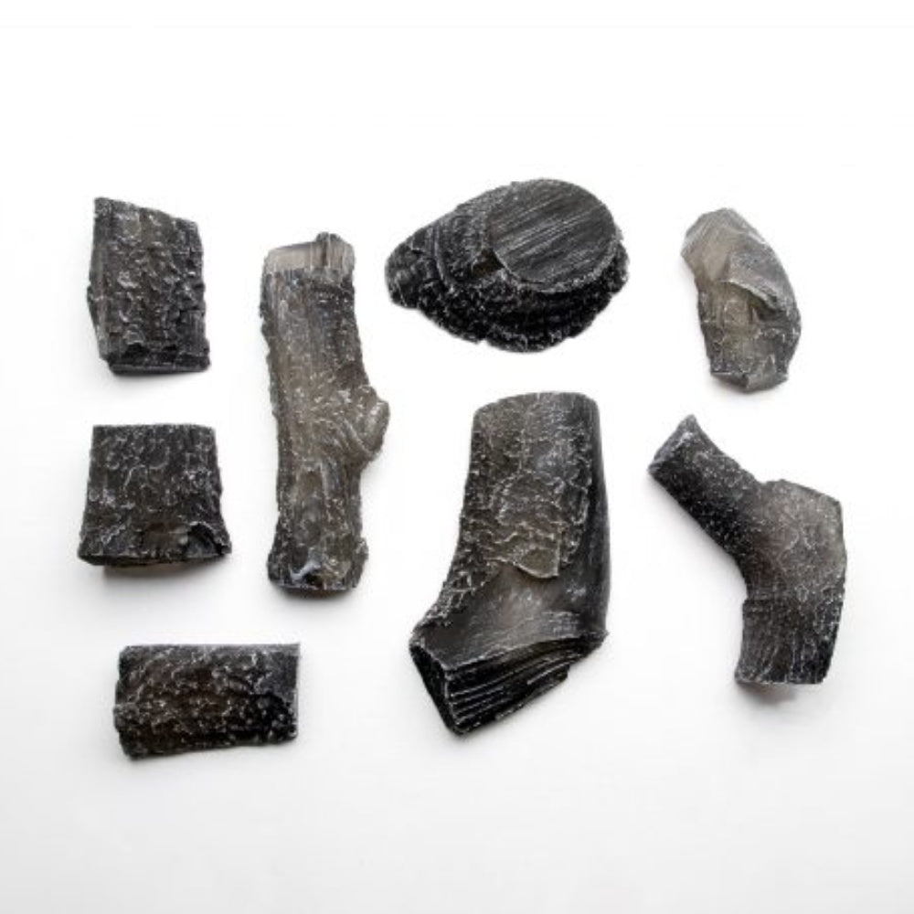 Large log chips assortment of dark gray charcoal-like wood pieces