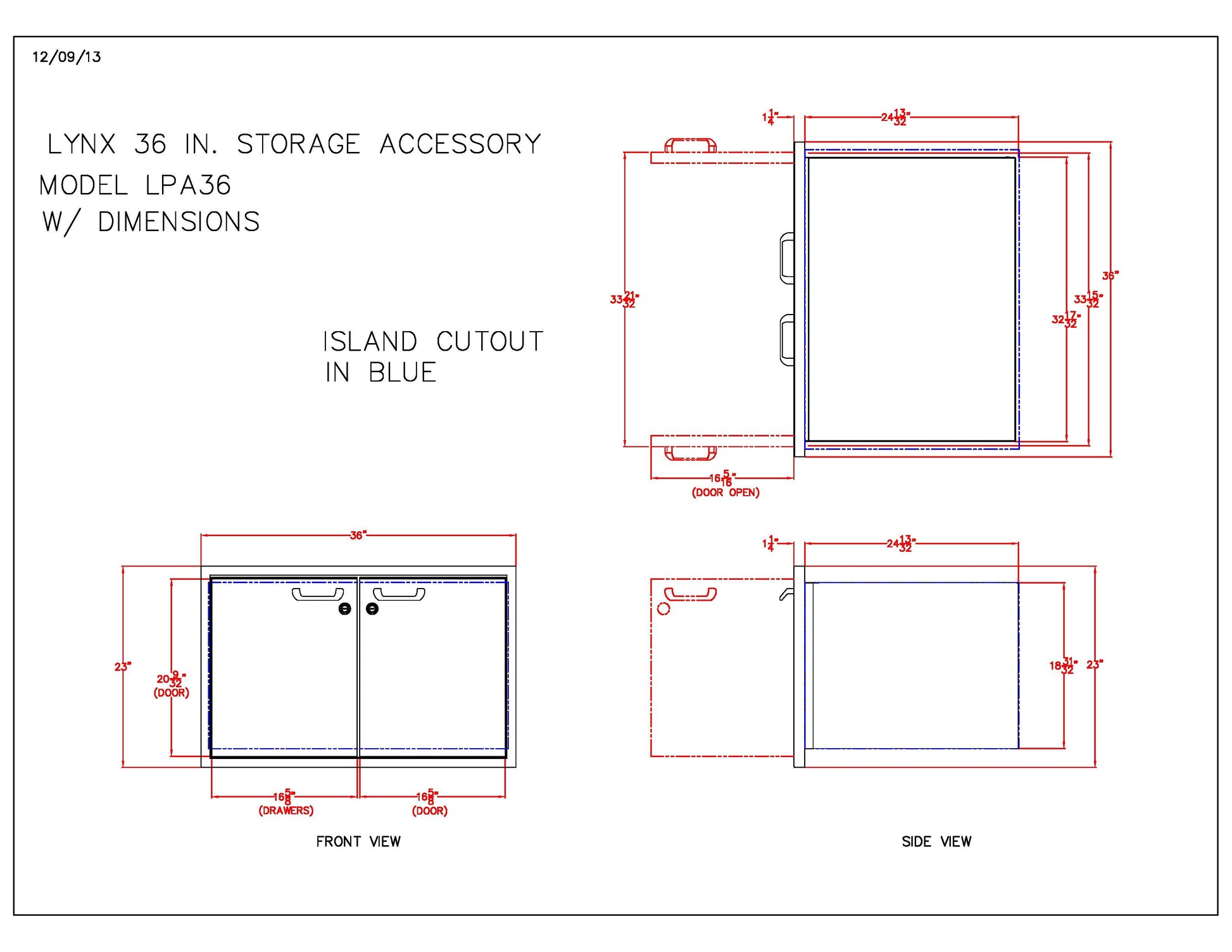 Lynx Professional Dry Storage Double Door Sealed Pantry, 36x23-Inch